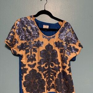 Tracy Reese neiman marcus and target collab Blue and Gold Sequin Blouse